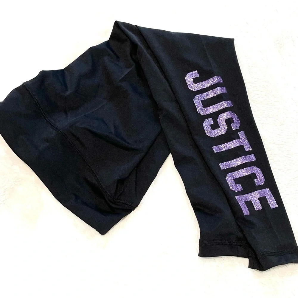 🆕JUSTICE Purple Glitter Graphic Leggings